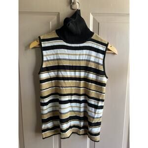 Jackie Blue Sleeveless Striped Sweater Top Size Medium